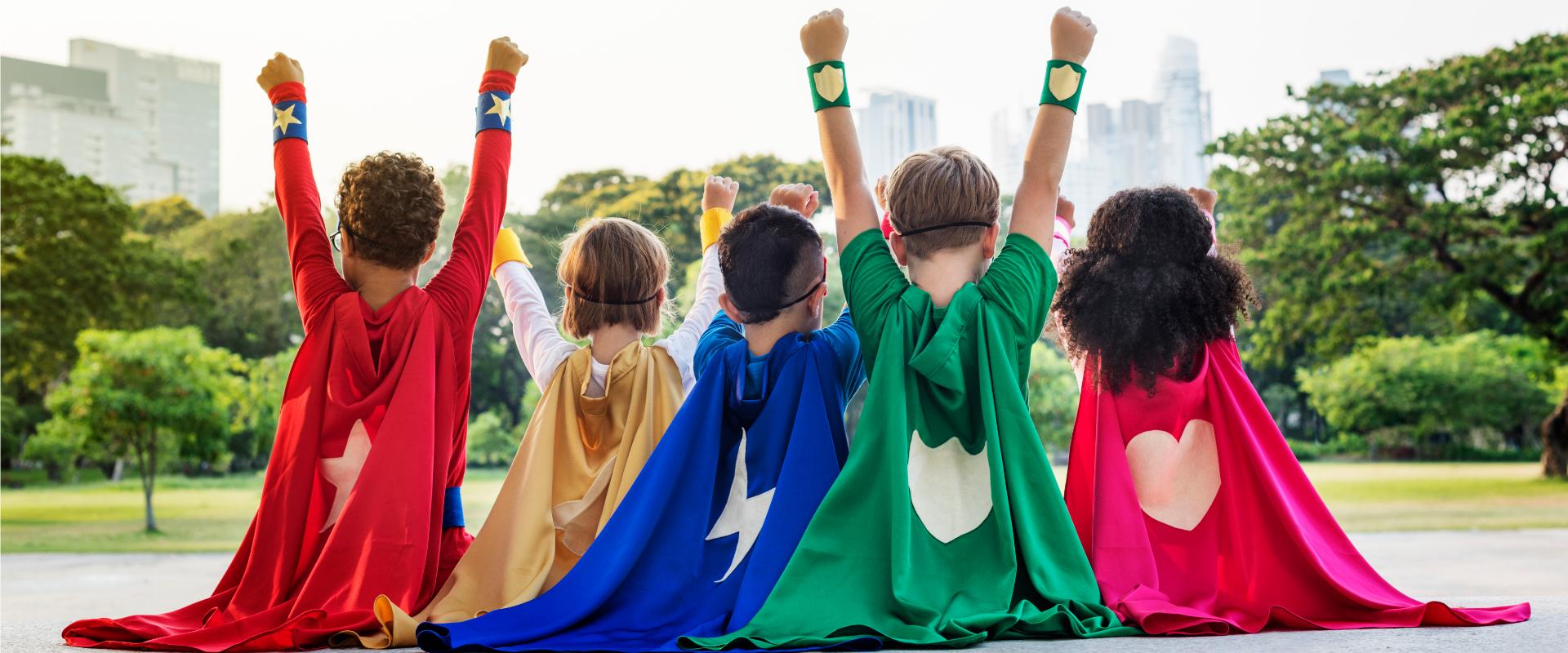 Kids dressed as super heros!